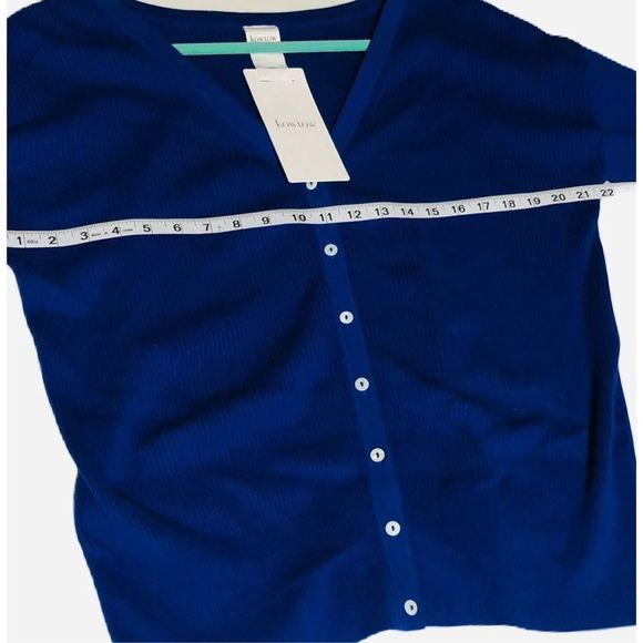 Kowtow Size Large Cyan Blue Long Sleeve Organic Cotton Greta Cardigan - Picture 3 of 9